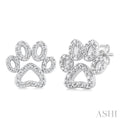 Silver Dog Paw Diamond Fashion Earrings