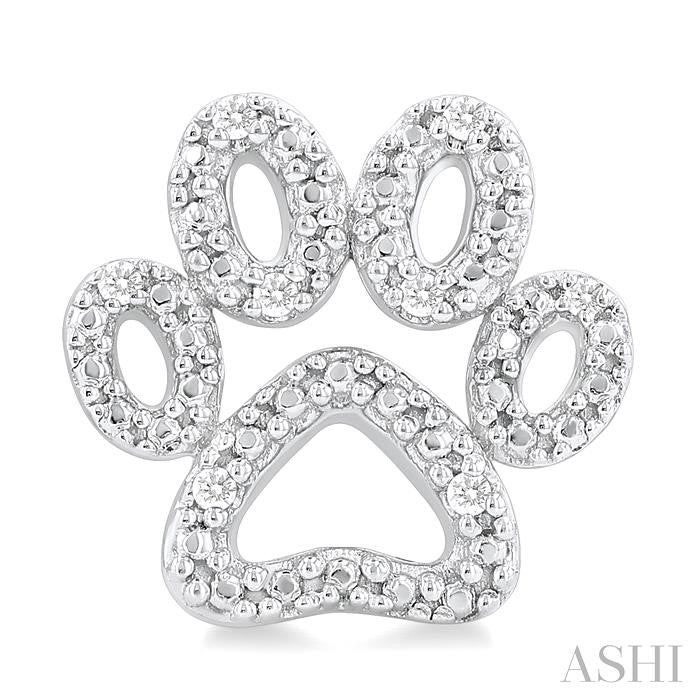 Silver Dog Paw Diamond Fashion Earrings