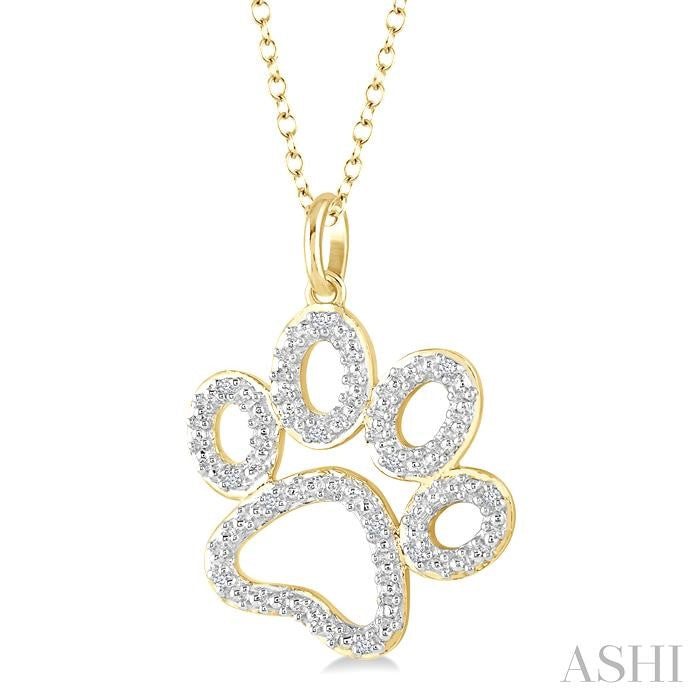 Gold Vermeil Dog Paw Diamond Fashion Pendant