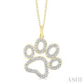 Gold Vermeil Dog Paw Diamond Fashion Pendant