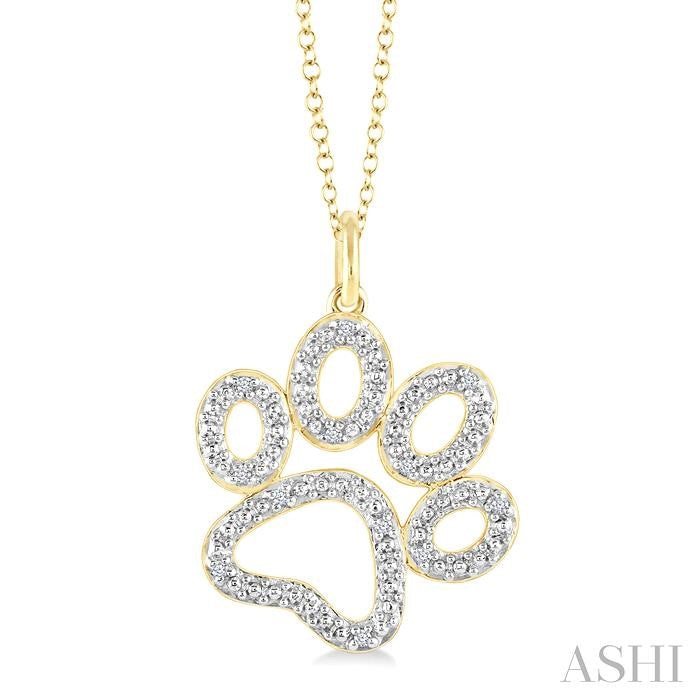 Gold Vermeil Dog Paw Diamond Fashion Pendant