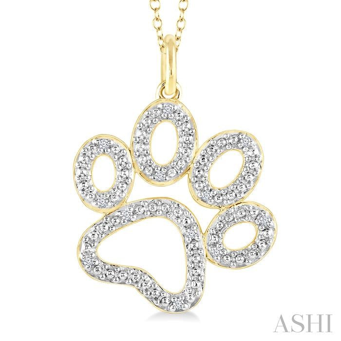 Gold Vermeil Dog Paw Diamond Fashion Pendant