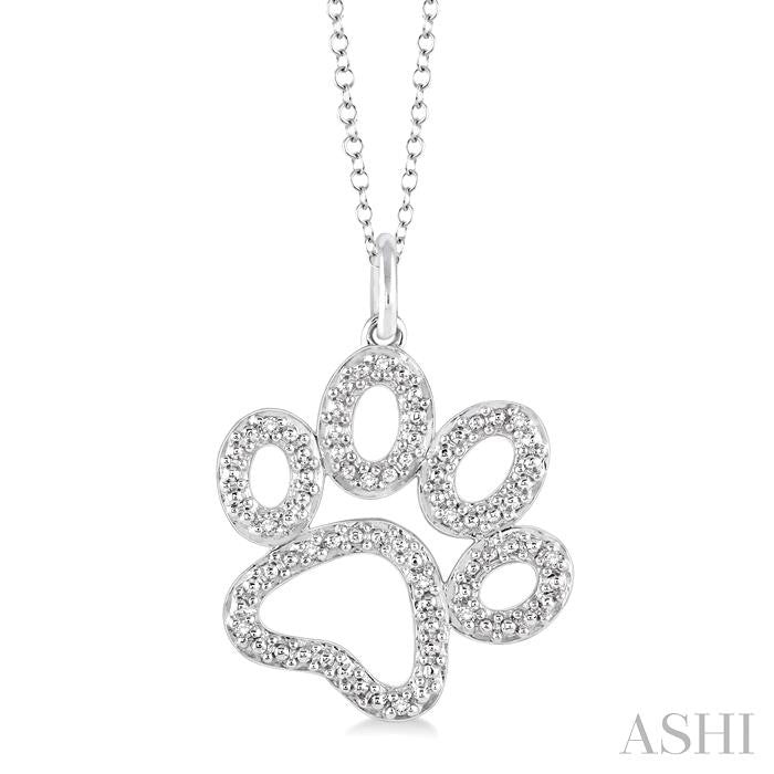 Silver Dog Paw Diamond Fashion Pendant