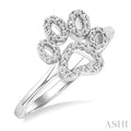 Silver Dog Paw Diamond Fashion Ring