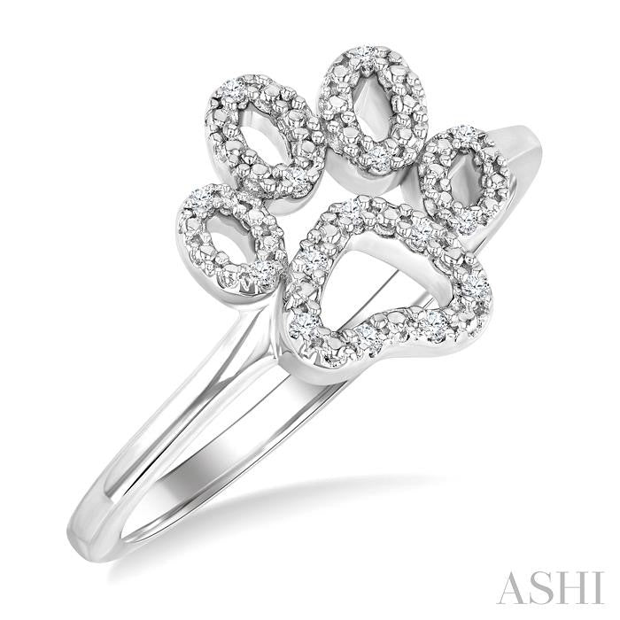 Silver Dog Paw Diamond Fashion Ring