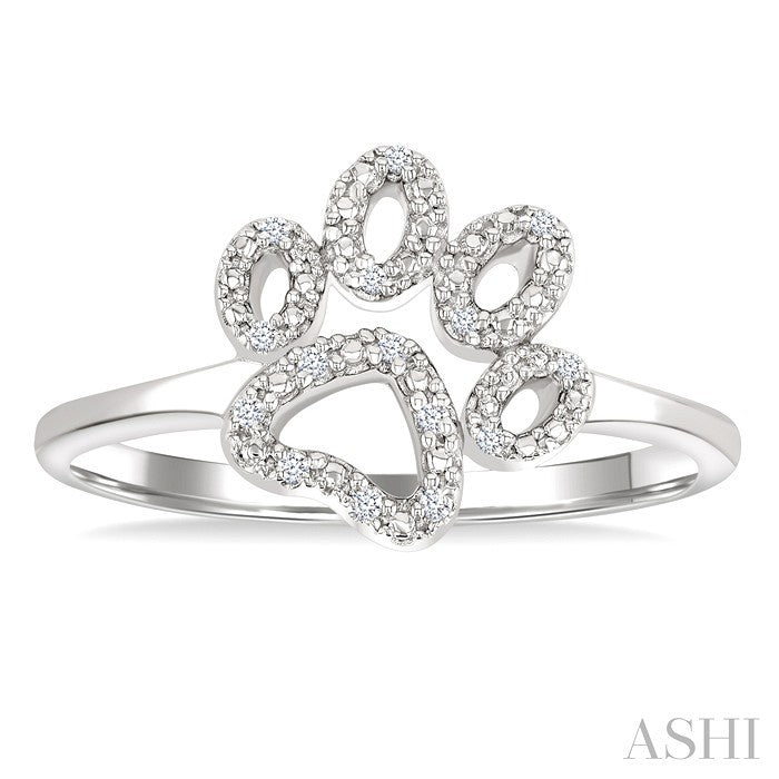 Silver Dog Paw Diamond Fashion Ring