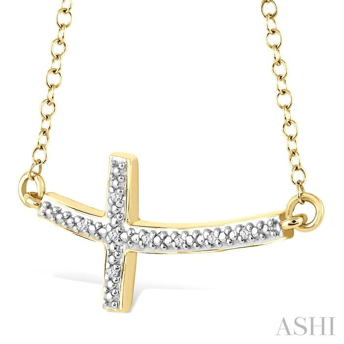 Gold Vermeil Sideway Cross Diamond Fashion Pendant