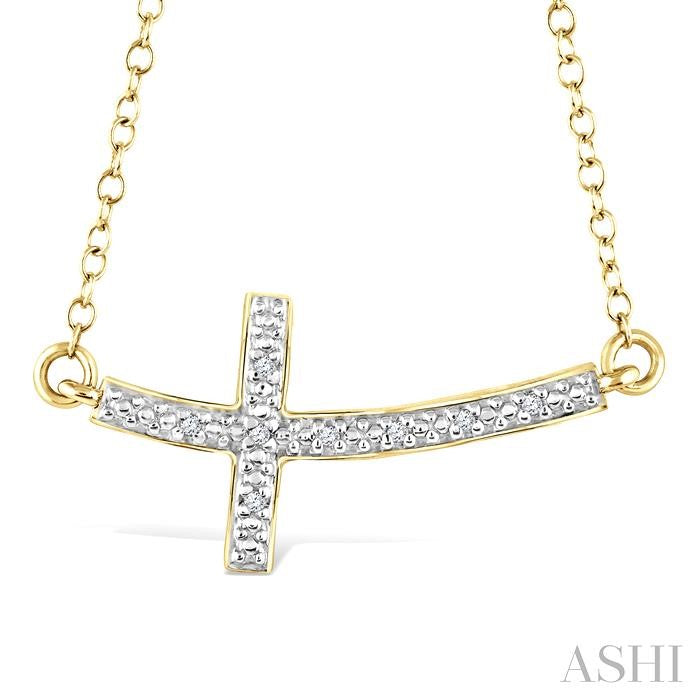 Gold Vermeil Sideway Cross Diamond Fashion Pendant
