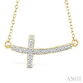 Gold Vermeil Sideway Cross Diamond Fashion Pendant