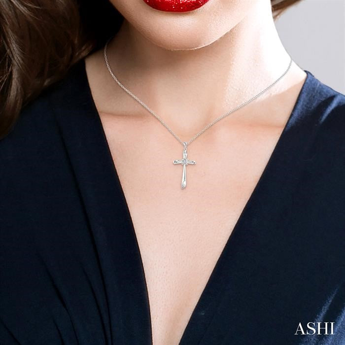 Silver Cross Diamond Fashion Pendant
