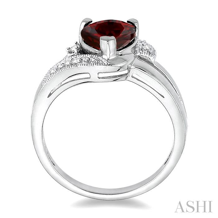 Silver Heart Shape Gemstone & Diamond Fashion Ring
