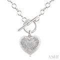 Silver Heart Fluted Toggle Diamond Fashion Necklace