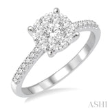 3/4 ctw Round Cut Lovebright Diamond Ring in 14K White Gold