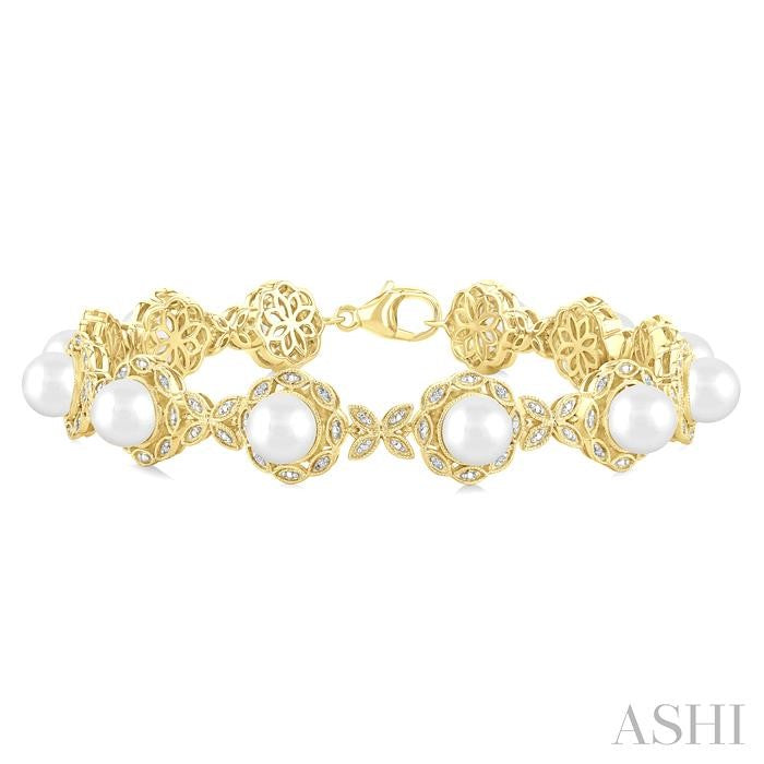 Gold Vermeil Pearl & Diamond Bracelet