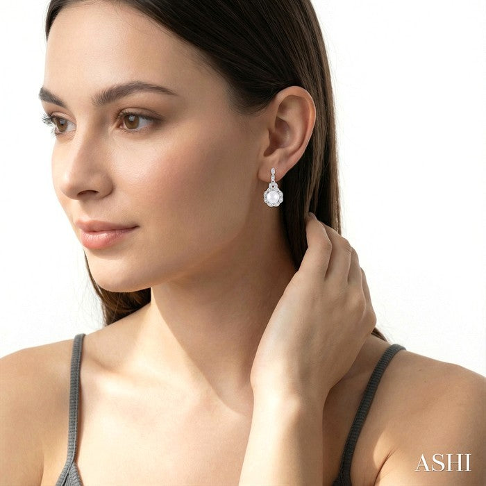 Silver Pearl & Diamond Earrings
