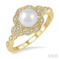 Gold Vermeil Pearl & Diamond Ring