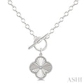 Silver Clover Fluted Toggle Diamond Fashion Necklace