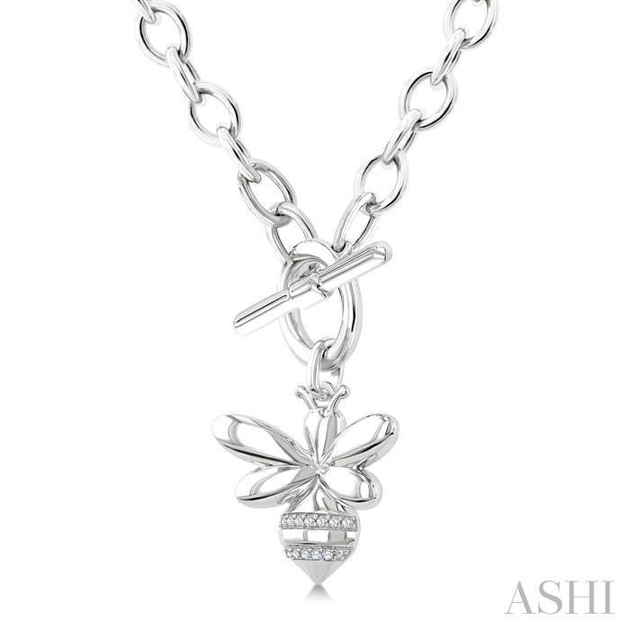 Silver Bumble Bee Toggle Diamond Fashion Necklace