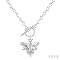 Silver Bumble Bee Toggle Diamond Fashion Necklace