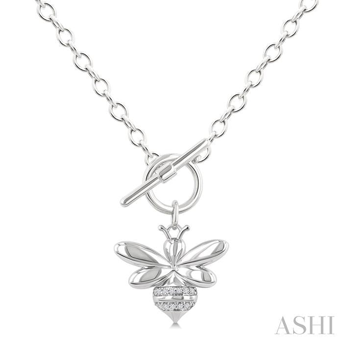 Silver Bumble Bee Toggle Diamond Fashion Necklace