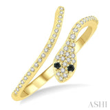 Snake Petite Black Diamond Fashion Open Ring