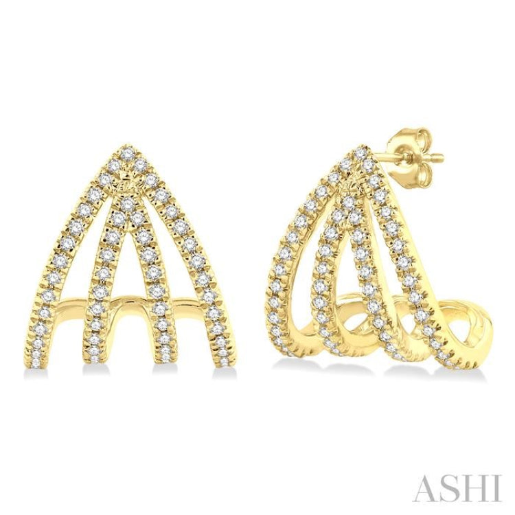 10K Yellow or White Gold Diamond 1/3 CTW Round Cut Halo Earrings