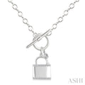 Silver Lock & Key Toggle Diamond Fashion Necklace