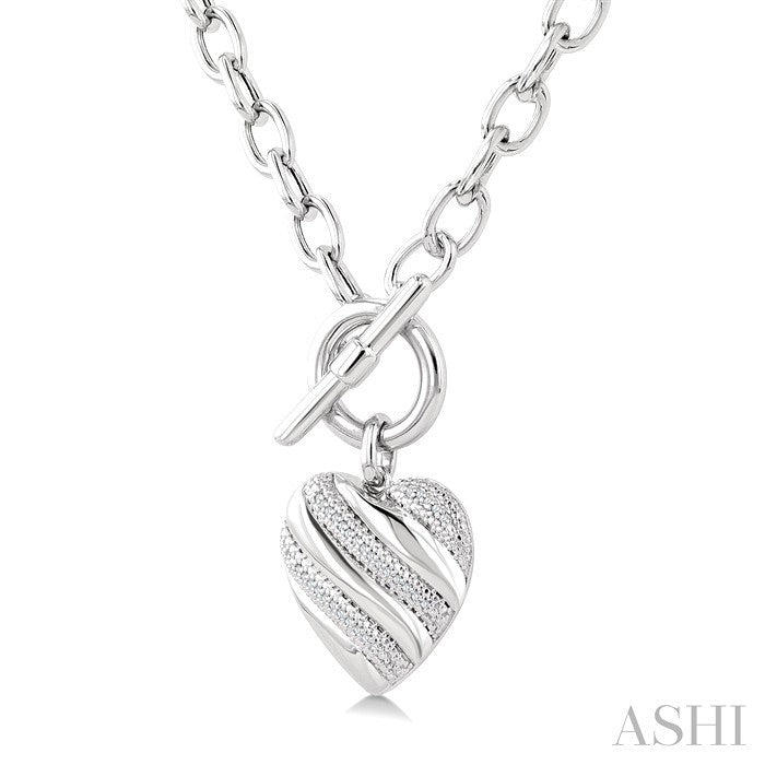 Silver Heart Toggle Diamond Fashion Necklace