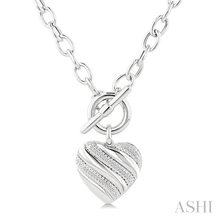 Silver Heart Toggle Diamond Fashion Necklace