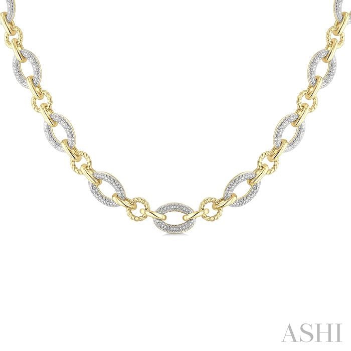 Gold Vermeil Bold Oval Rope Link Diamond Necklace