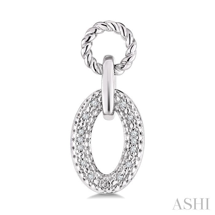 Silver Bold Oval Rope Link Diamond Earrings