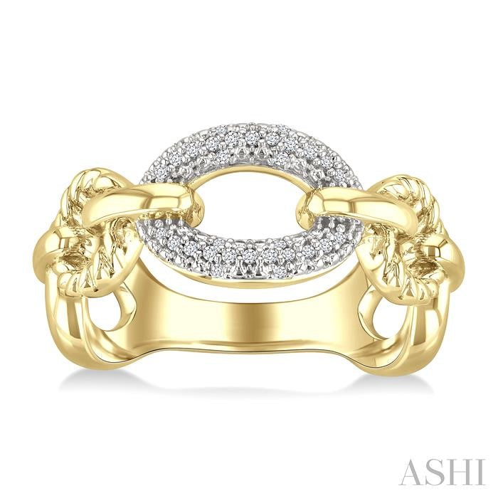 Gold Vermeil Bold Oval Rope Link Diamond Ring