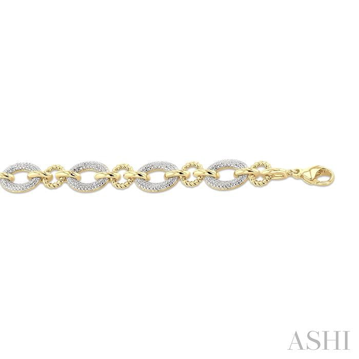 Gold Vermeil Bold Oval Rope Link Diamond Bracelet