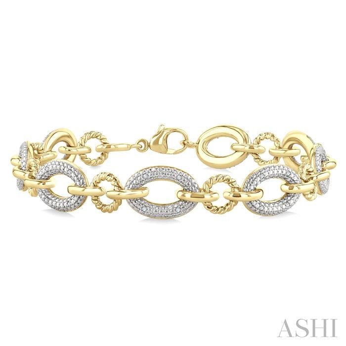Gold Vermeil Bold Oval Rope Link Diamond Bracelet