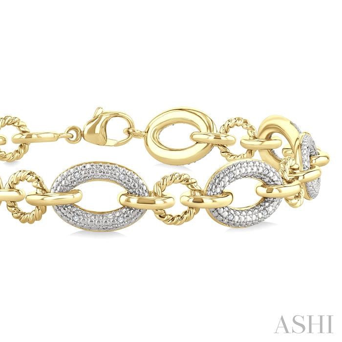 Gold Vermeil Bold Oval Rope Link Diamond Bracelet