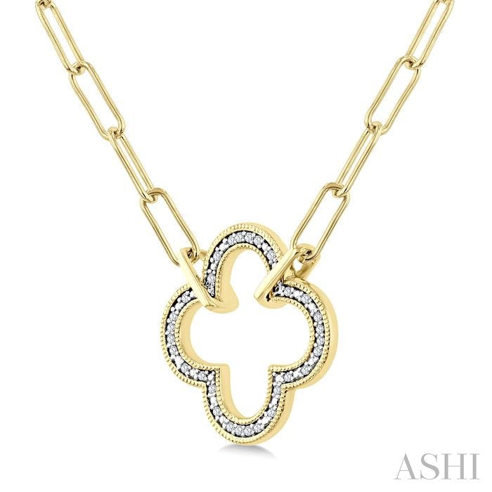 Gold Vermeil Clover Paperclip Diamond Fashion Pendant