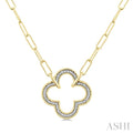 Gold Vermeil Clover Paperclip Diamond Fashion Pendant