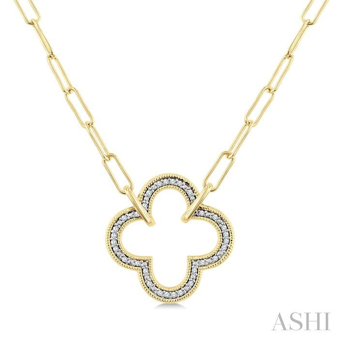 Gold Vermeil Clover Paperclip Diamond Fashion Pendant