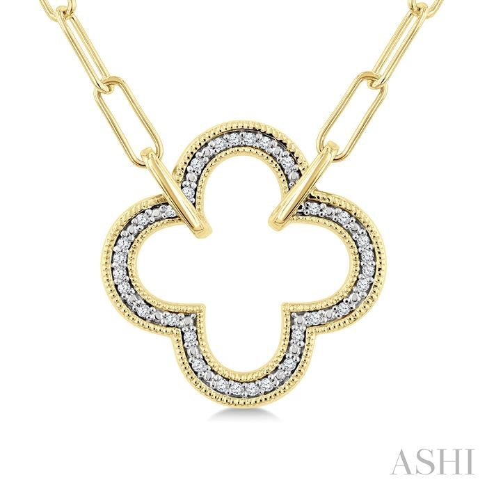Gold Vermeil Clover Paperclip Diamond Fashion Pendant