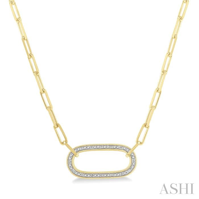 Gold Vermeil Paperclip Diamond Fashion Pendant