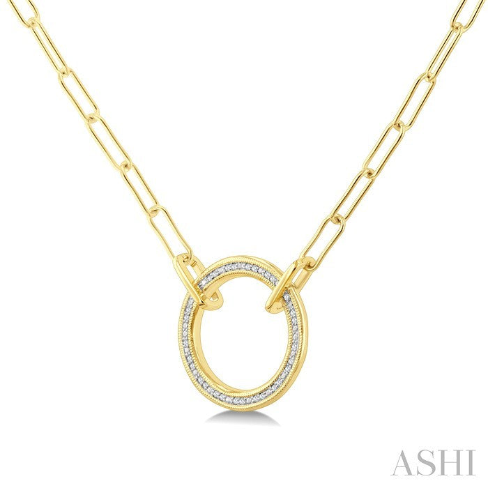 Gold Vermeil Round Shape Paperclip Diamond Fashion Pendant