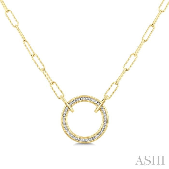 Gold Vermeil Round Shape Paperclip Diamond Fashion Pendant