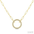 Gold Vermeil Round Shape Paperclip Diamond Fashion Pendant