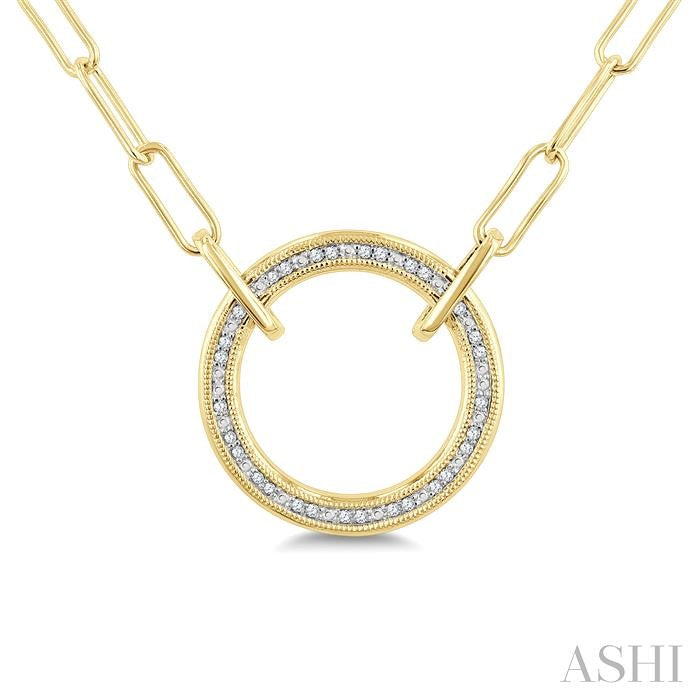 Gold Vermeil Round Shape Paperclip Diamond Fashion Pendant