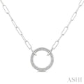 Silver Round Shape Paperclip Diamond Fashion Pendant