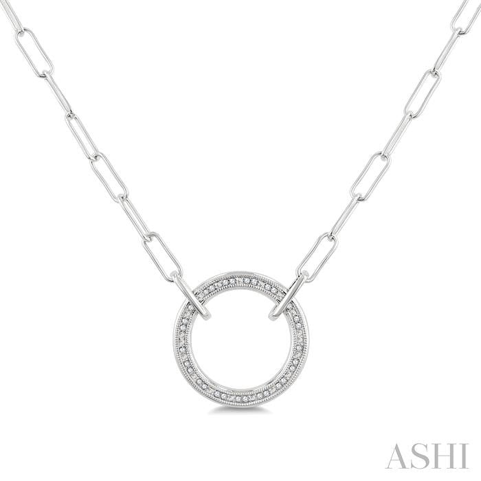 Silver Round Shape Paperclip Diamond Fashion Pendant