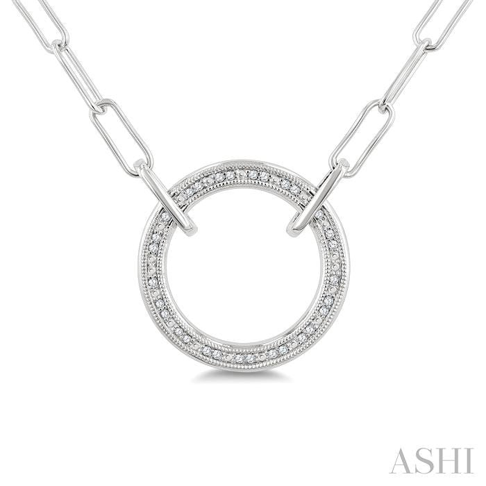 Silver Round Shape Paperclip Diamond Fashion Pendant