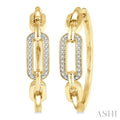 Gold Vermeil Paperclip Diamond Fashion Hoop Earrings