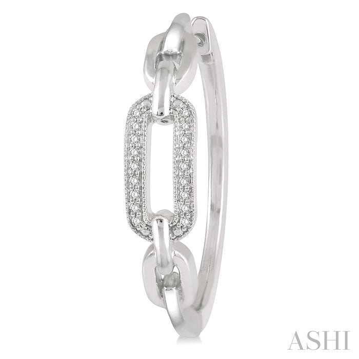 Silver Paperclip Diamond Fashion Hoop Earrings