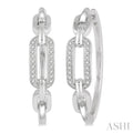 Silver Paperclip Diamond Fashion Hoop Earrings